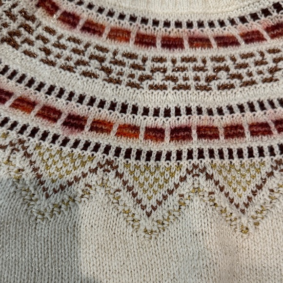 LOFT Cream Sweater with glitter and Colorful Pattern - Picture 3 of 4